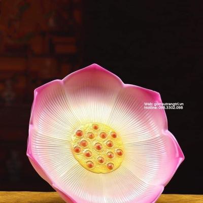 ĐĨA SỨ HOA SEN BÀY HOA QUẢ